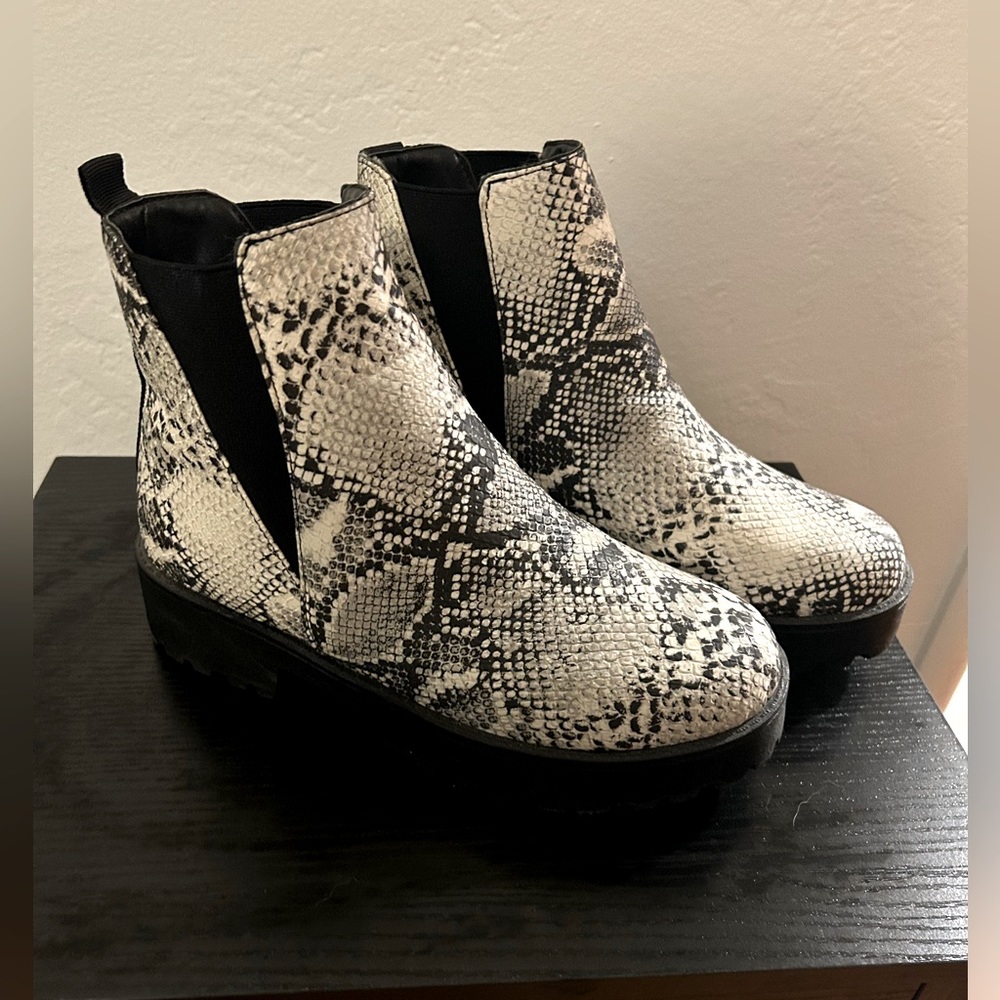 Snakeskin booties